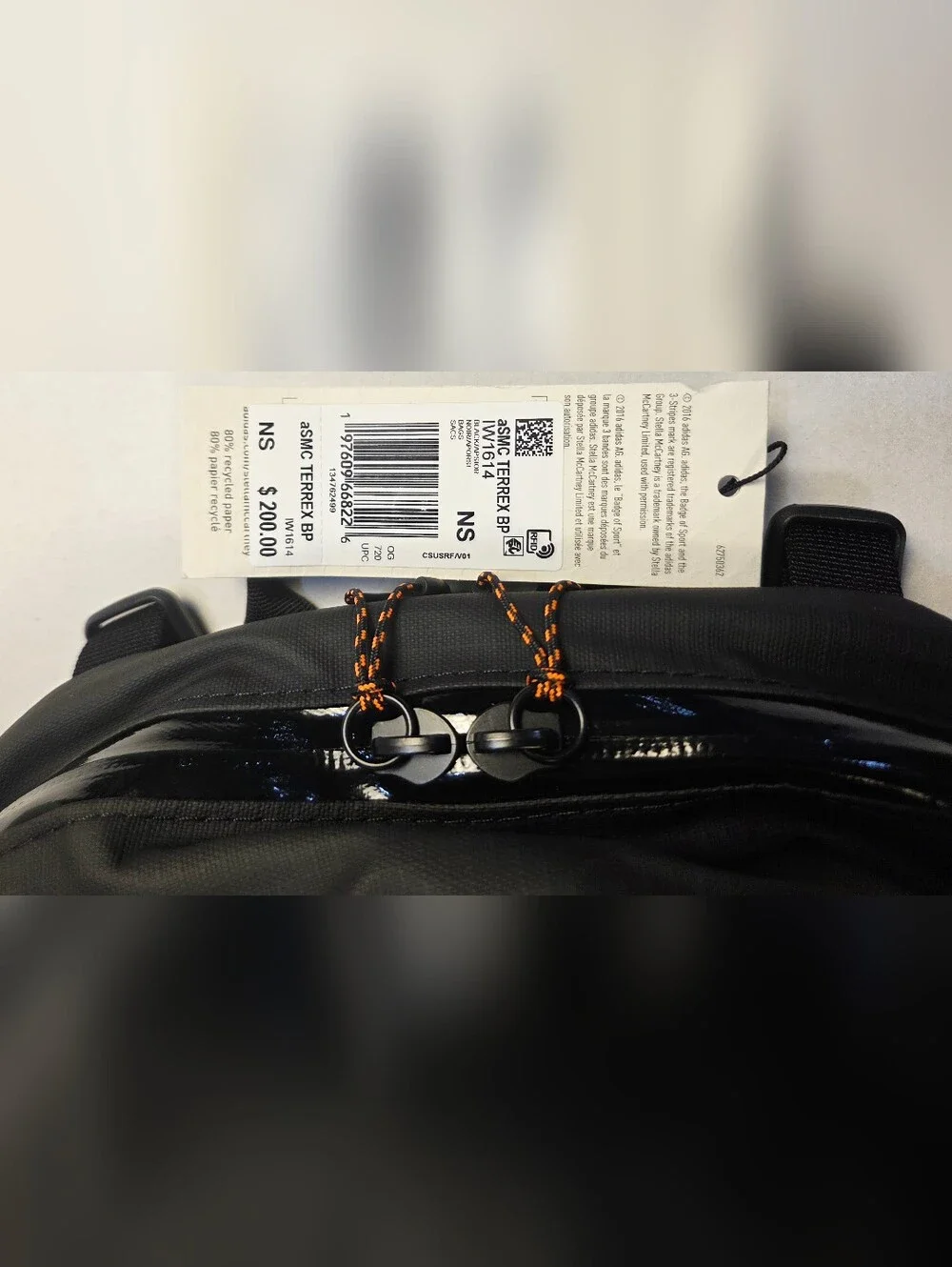Adidas Terrex Black/Orange Backpack by Stella McCartney